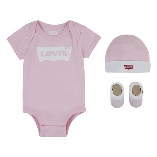 Levi's Kids Classic batwing infant hat bodysuit bootie set 3pc Baby Jungen Pastel Turquoise 0-6 Monate von Levi's