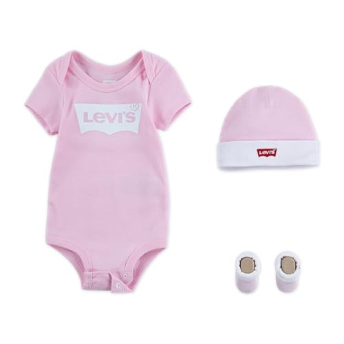 Levi's Kids Classic batwing infant hat bodysuit bootie set 3pc Baby Jungen Pastel Turquoise 0-6 Monate von Levi's