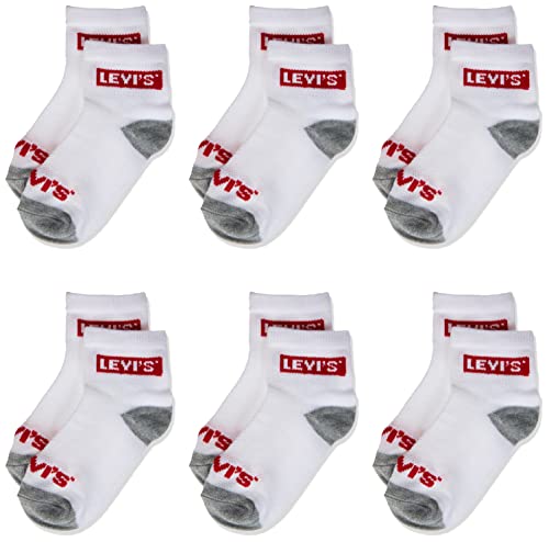 Levi's Unisex-Kinder Lhn Box Tab Mid Cut 6Pk Strumpfwaren, White, 9 von Levi's