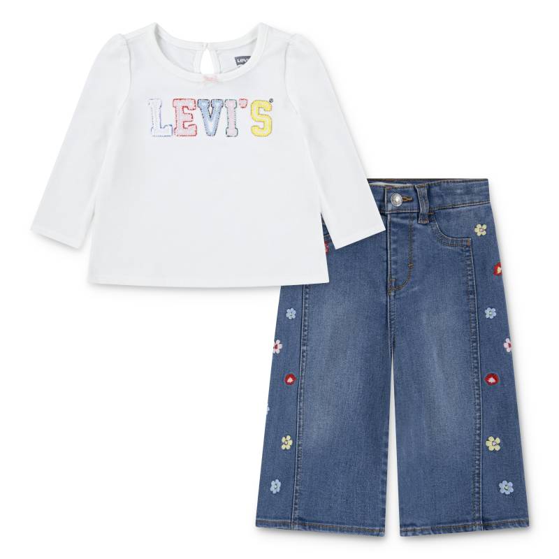 Levis Kids Langarmshirt & Hose "LVG CROCHET LEVIS TOP,JEANS" Set, 2 Stk. tlg. mit Blümchenstickereien - for GIRLS von Levi's Kids