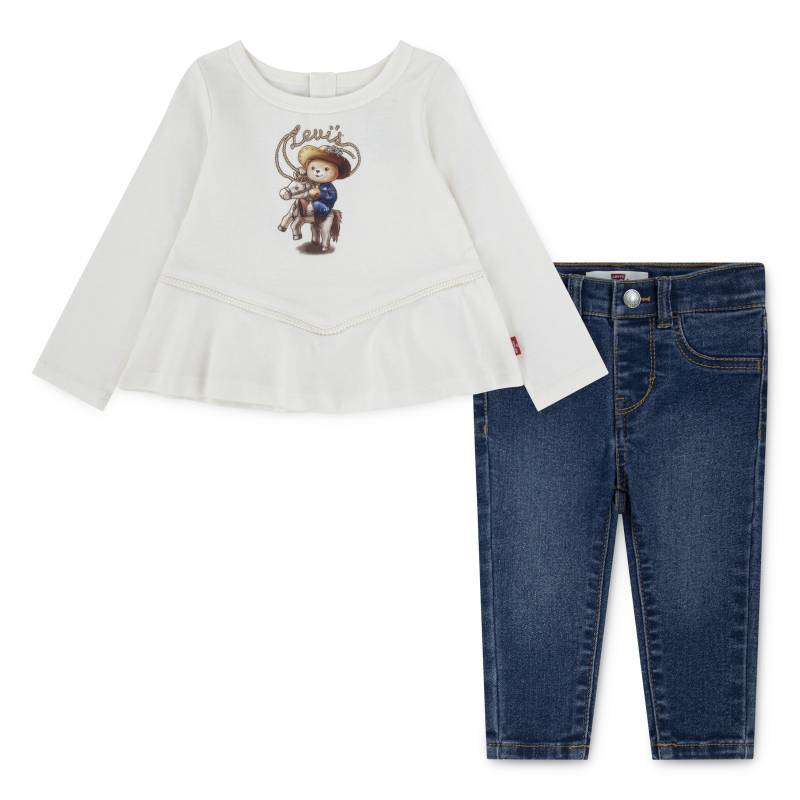 Levis Kids Langarmshirt & Hose "LVG WESTERN PEPLUM TOP,JEANS", 2 Stk. süßes Denim-Outfit im Western-Style, for Girls von Levi's Kids