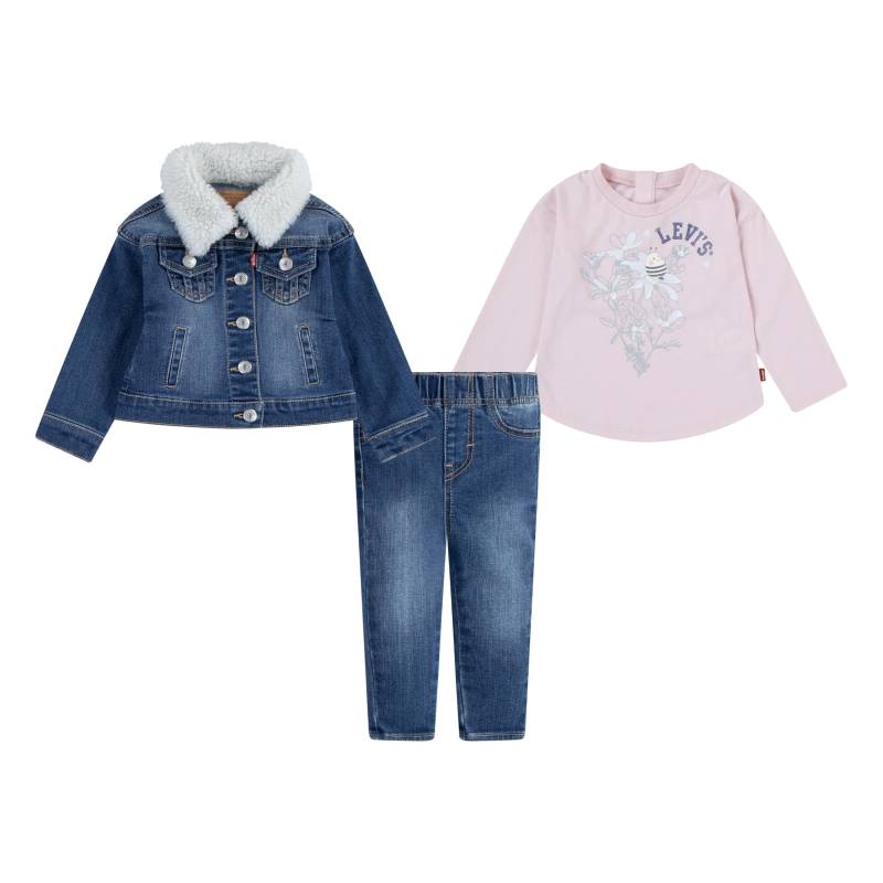 Levis Kids Shirt, Hose & Jäckchen "LVG 3PC SHERPA TRUCKER & JEAN" Set, 3 Stk. tlg. im Jeans-Look, for Girls von Levi's Kids