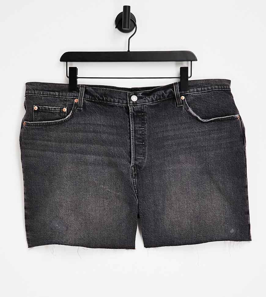 Levi's Plus - 501 Original - Jeans-Shorts in verwaschenem Schwarz-Blau von Levi's Plus