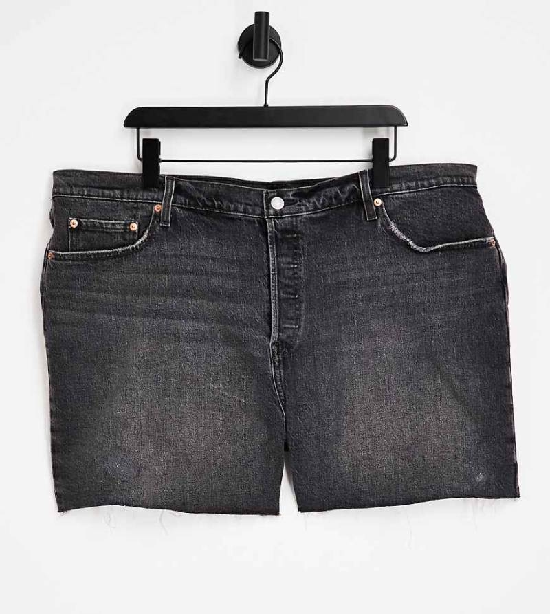 Levi's Plus - 501 Original - Jeans-Shorts in verwaschenem Schwarz-Blau von Levi's Plus