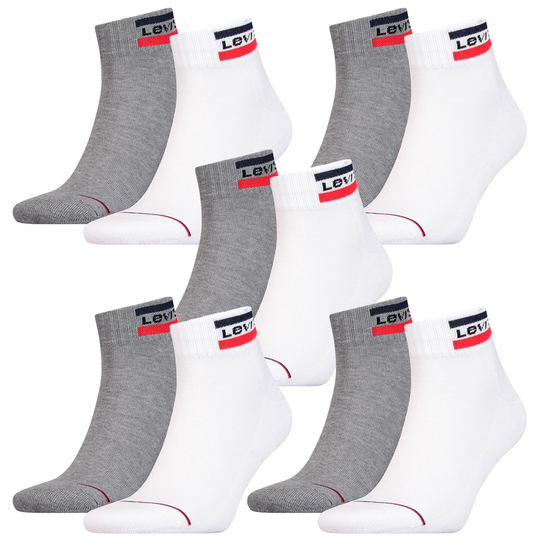 10 Paar Levis 144NDL Mid Cut SPRTWR L Unisex Socken Strümpfe 902011001 von Levi&#039;s