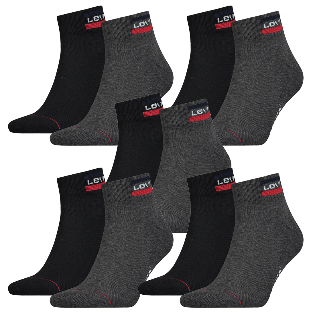 10 Paar Levis 144NDL Mid Cut SPRTWR L Unisex Socken Strümpfe 902011001 von Levi&#039;s