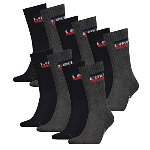 10 Paar Levis 144NDL Regular Cut SPR Unisex Socken Strümpfe 902012001, Farbe:Mid Grey/Black, Socken & Strümpfe:39-42 von Levi's