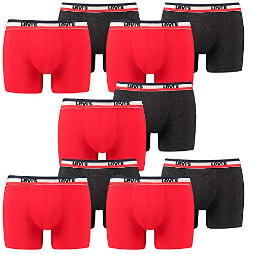 10 er Pack Levis Boxer Brief Boxershorts Men Herren Unterhose Pant Unterwäsche, Farbe:786 - Red/Black, Bekleidungsgröße:M von Levi's