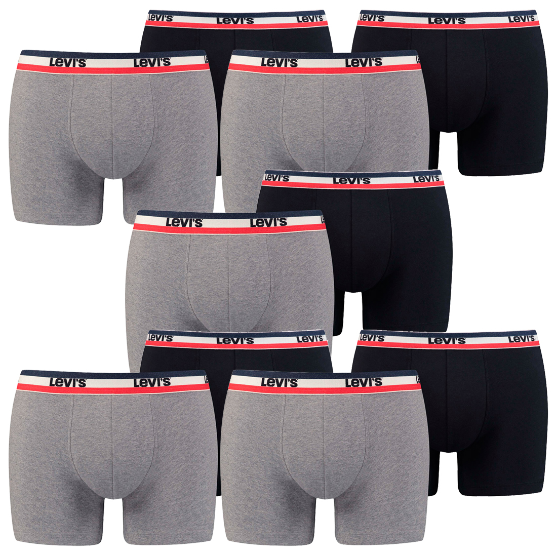 10er Pack Herren Levis SPRTSWR LOGO BOXER BRIEF Boxershorts Unterwäsche Pants von Levi&#039;s