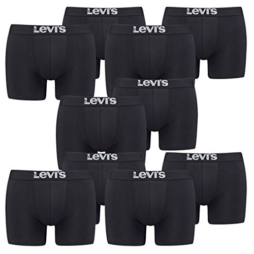 10er Pack Herren Levis Solid Basic Boxer Brief Boxershorts Unterwäsche Pants, Farbe:884 - Jet Black, Bekleidungsgröße:XL von Levi's