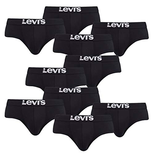 10er Pack Levis Men Solid Basic Brief Shorts Slip Herren Unterhose Pant Unterwäsche, Farbe:884 - Jet Black, Bekleidungsgröße:S von Levi's