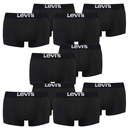 10er Pack Levis Men Solid Basic Trunk Boxershorts Unterhose Pant Unterwäsche, Farbe:884 - Jet Black, Bekleidungsgröße:L von Levi's