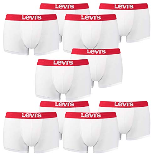 10er Pack Levis Men Solid Basic Trunk Boxershorts Unterhose Pant Unterwäsche, Farbe:317 - White/White, Bekleidungsgröße:S von Levi's