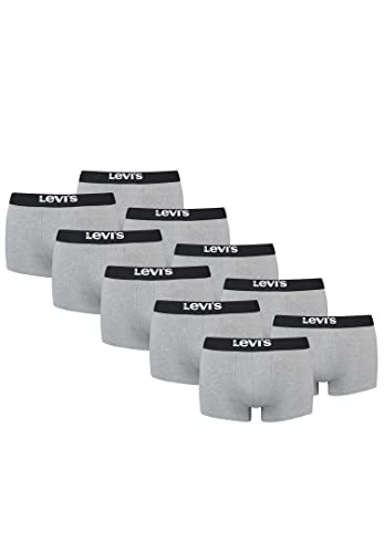 10er Pack Levis Men Solid Basic Trunk Boxershorts Unterhose Pant Unterwäsche, Farbe:Middle Grey Melange, Bekleidungsgröße:S von Levi's