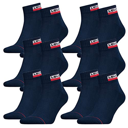 12 Paar Levis 144NDL Mid Cut SPRTWR L Unisex Socken Strümpfe 902011001, Farbe:198 - Dress Blues, Socken & Strümpfe:39-42 von Levi's