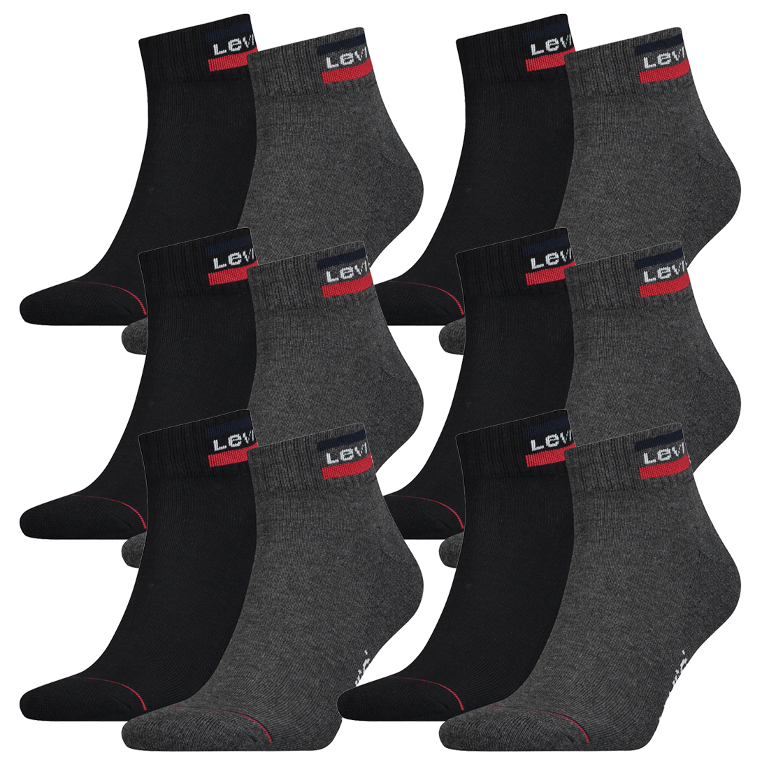 12 Paar Levis 144NDL Mid Cut SPRTWR L Unisex Socken Strümpfe 902011001 von Levi&#039;s