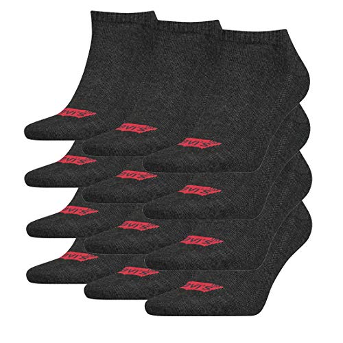 12 Paar Levis 168SF Low Cut Batwing Logo Unisex Socken Sneakersocken Strümpfe 903050001, Farbe:Anthracite Melange/Black, Socken & Strümpfe:39-42 von Levi's