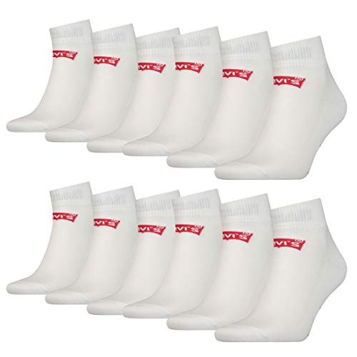12 Paar Levis 168SF Mid Cut Unisex Socken Sneakersocken Strümpfe 903051001, Farbe:300 - white, Socken & Strümpfe:43-46 von Levi's