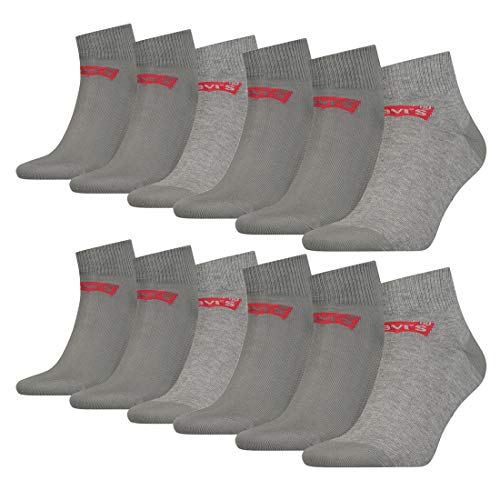 12 Paar Levis 168SF Mid Cut Unisex Socken Sneakersocken Strümpfe 903051001, Farbe:758 - middle grey mélange, Socken & Strümpfe:43-46 von Levi's