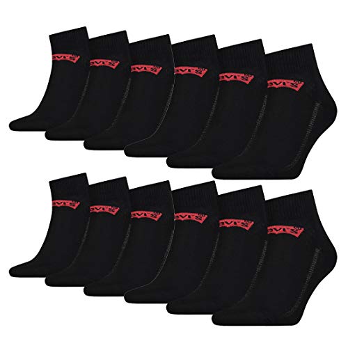 12 Paar Levis 168SF Mid Cut Unisex Socken Sneakersocken Strümpfe 903051001, Farbe:884 - jet black, Socken & Strümpfe:39-42 von Levi's