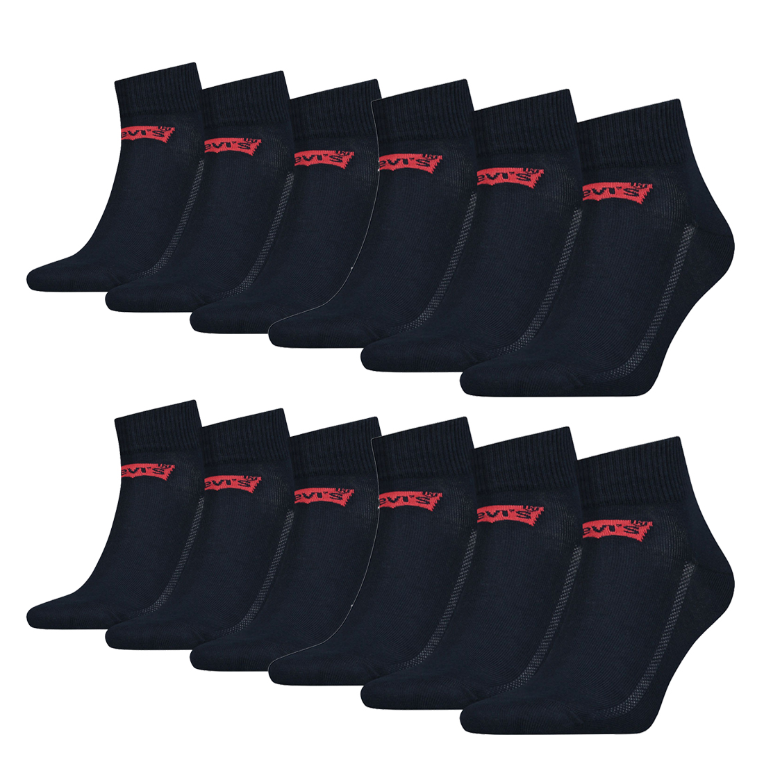 12 Paar Levis 168SF Mid Cut Unisex Socken Sneakersocken Strümpfe 903051001 von Levi&#039;s