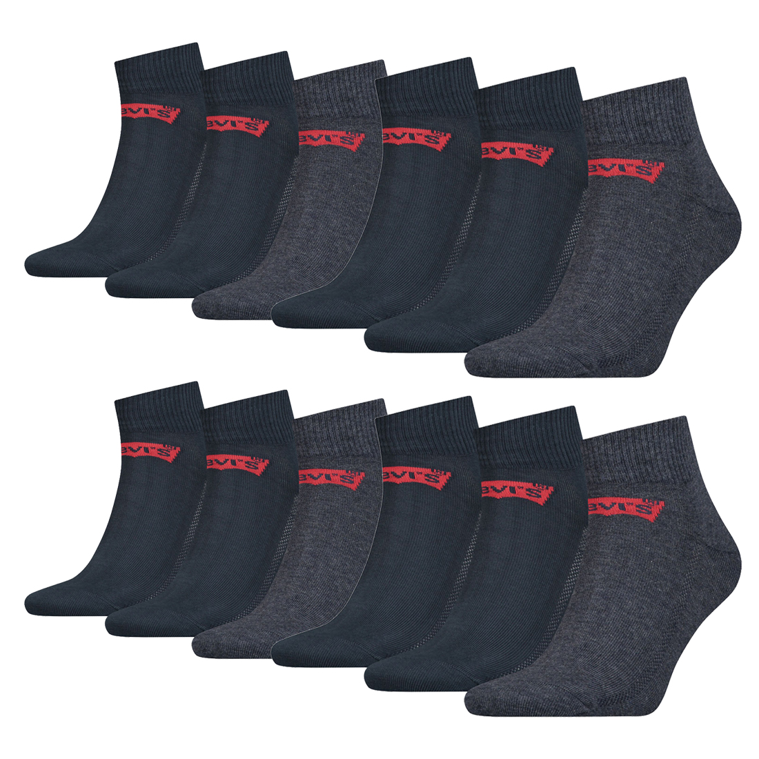 12 Paar Levis 168SF Mid Cut Unisex Socken Sneakersocken Strümpfe 903051001 von Levi&#039;s