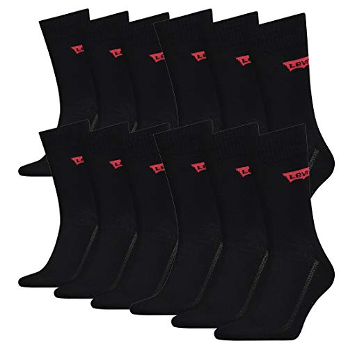 12 Paar Levis 168SF Regular Cut Unisex Socken Sneakersocken Strümpfe 903052001, Farbe:884 - jet black, Socken & Strümpfe:43-46 von Levi's