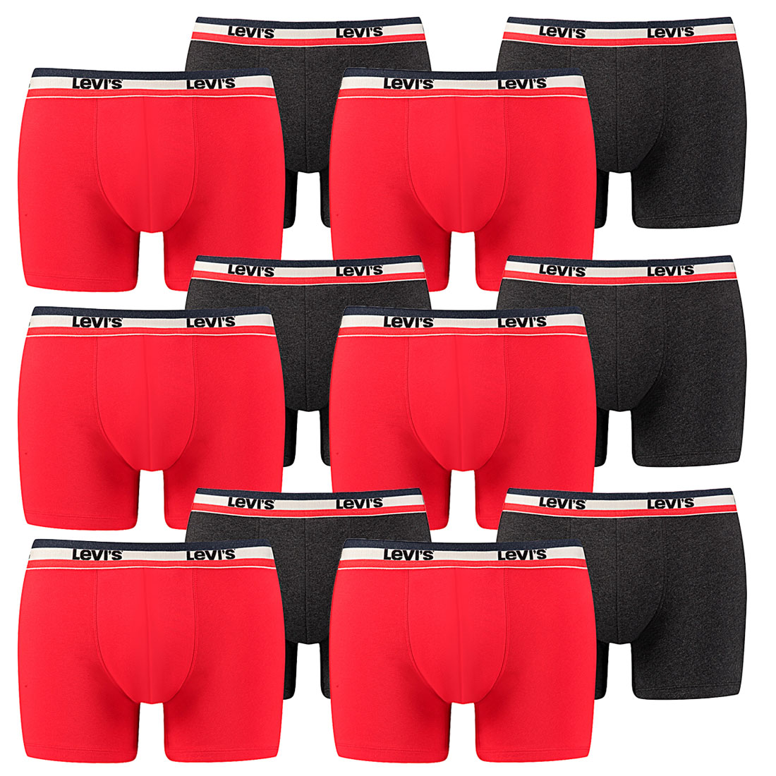 12er Pack Herren Levis SPRTSWR LOGO BOXER BRIEF Boxershorts Unterwäsche Pants von Levi&#039;s