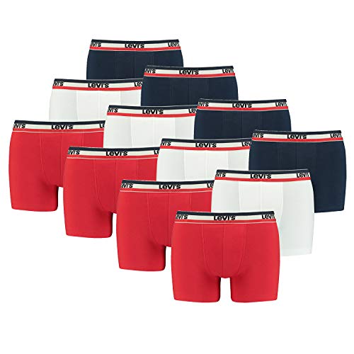 12er Pack Herren Levis SPRTSWR Logo Boxer Brief Boxershorts Unterwäsche Pants, Farbe:White/Blue/Red, Bekleidungsgröße:XL von Levi's