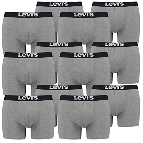 12er Pack Herren Levis Solid Basic Boxer Brief Boxershorts Unterwäsche Pants, Farbe:758 - Middle Grey mélange, Bekleidungsgröße:XL von Levi's