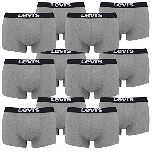 12er Pack Levis Men Solid Basic Trunk Boxershorts Unterhose Pant Unterwäsche, Farbe:758 - Middle Grey mélange, Bekleidungsgröße:M von Levi's