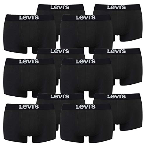 12er Pack Levis Men Solid Basic Trunk Boxershorts Unterhose Pant Unterwäsche, Farbe:884 - Jet Black, Bekleidungsgröße:M von Levi's