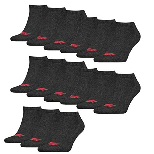 15 Paar Levis 168SF Low Cut Batwing Logo Unisex Socken Sneakersocken Strümpfe 903050001, Farbe:Anthracite Melange/Black, Socken & Strümpfe:43-46 von Levi's