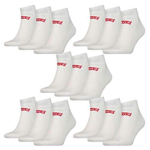 15 Paar Levis 168SF Mid Cut Unisex Socken Sneakersocken Strümpfe 903051001, Farbe:300 - white, Socken & Strümpfe:43-46 von Levi's