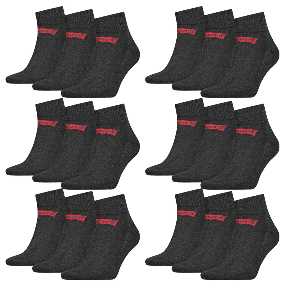 18 Paar Levis 168SF Mid Cut Unisex Socken Sneakersocken Strümpfe 903051001 von Levi&#039;s