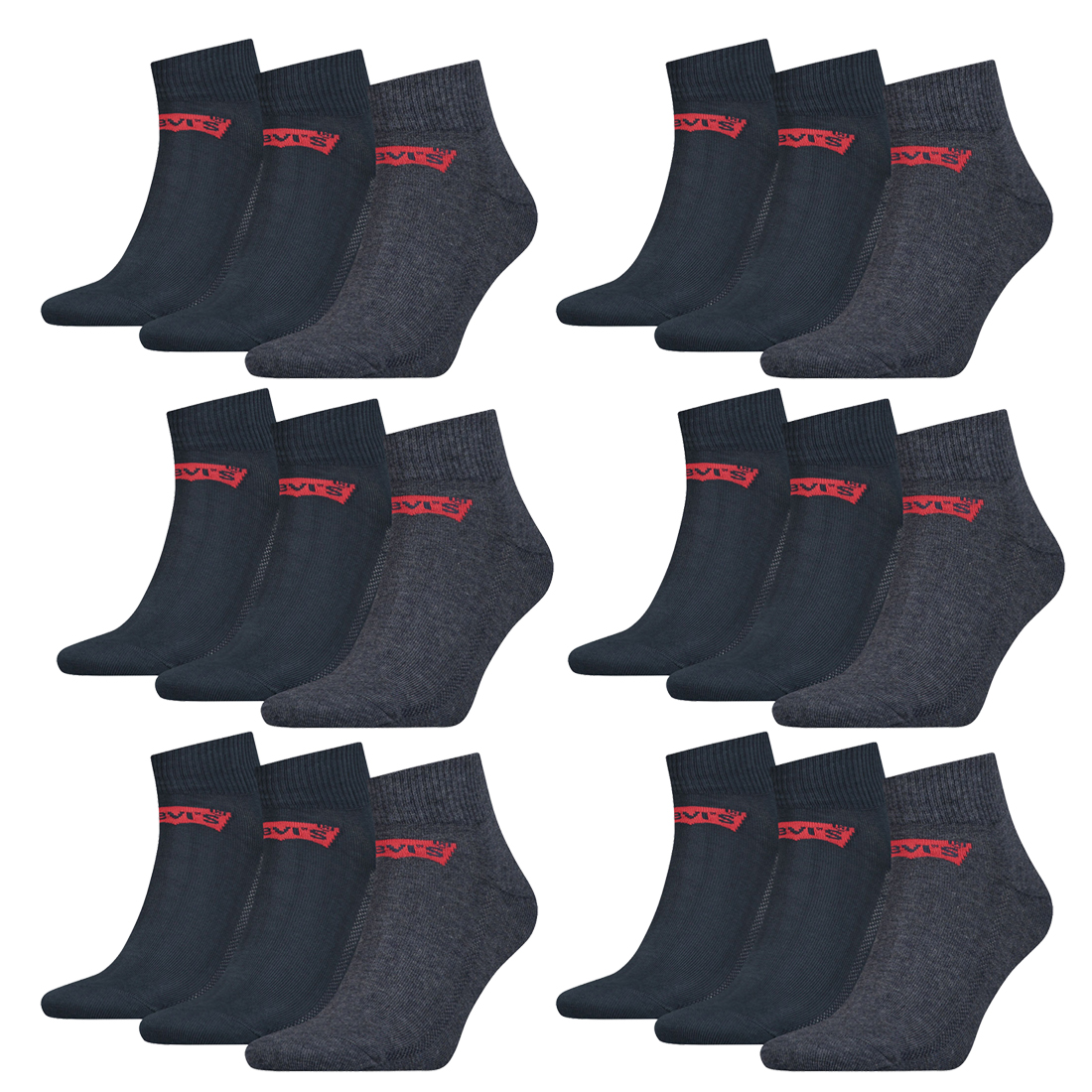 18 Paar Levis 168SF Mid Cut Unisex Socken Sneakersocken Strümpfe 903051001 von Levi&#039;s