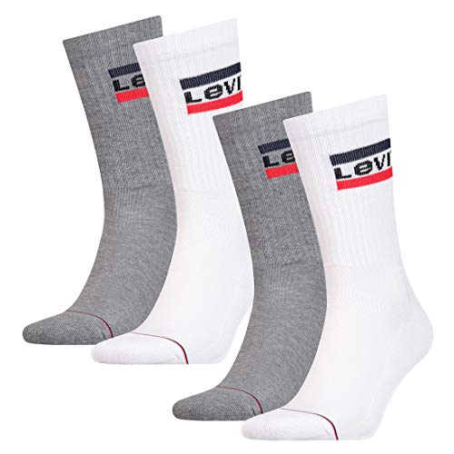 4 Paar Levis 144NDL Regular Cut SPR Unisex Socken Strümpfe 902012001, Farbe:062 - white/grey, Socken & Strümpfe:39-42 von Levi's