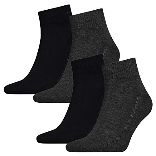 4 Paar Levis 168SF Mid Cut Unisex Socken Sneakersocken Strümpfe 993052001, Farbe:Anthracite Melange/Black, Socken & Strümpfe:39-42 von Levi's