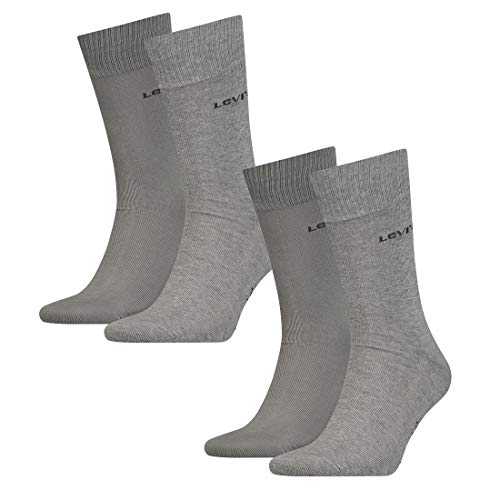 4 Paar Levis 168SF Regular Cut Socken Unisex Strümpfe 993053001, Farbe:758 - middle grey mélange, Socken & Strümpfe:39-42 von Levi's