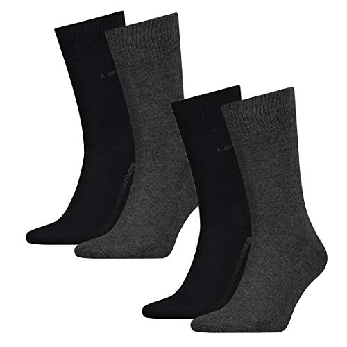 4 Paar Levis 168SF Regular Cut Socken Unisex Strümpfe 993053001, Farbe:Anthracite Melange/Black, Socken & Strümpfe:39-42 von Levi's