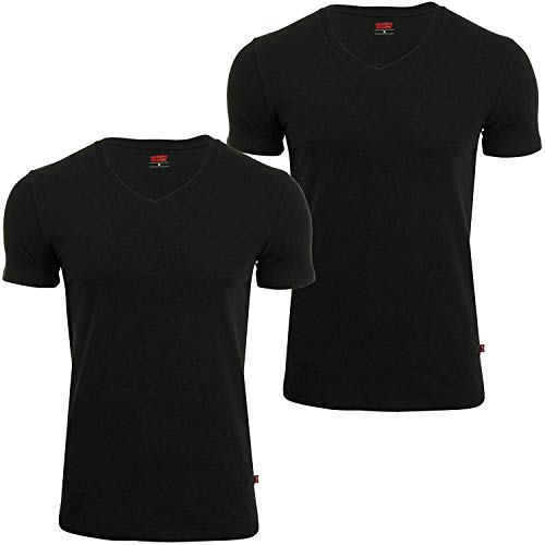 4 er Pack Levis 200SF V-Neck T-Shirt Men Herren Unterhemd V-Ausschnitt, Farbe:884 - Jet Black, Bekleidungsgröße:L von Levi's