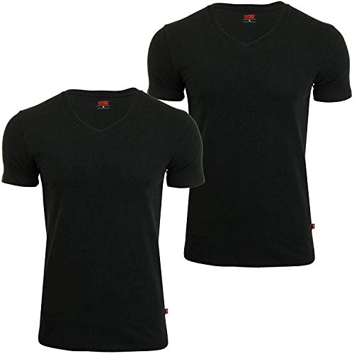 4 er Pack Levis 200SF V-Neck T-Shirt Men Herren Unterhemd V-Ausschnitt, Farbe:884 - Jet Black, Bekleidungsgröße:XL von Levi's