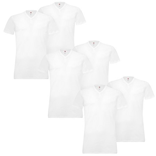 4 er Pack Levis 200SF V-Neck T-Shirt Men Herren Unterhemd V-Ausschnitt, Farbe:300 - White, Bekleidungsgröße:L von Levi's