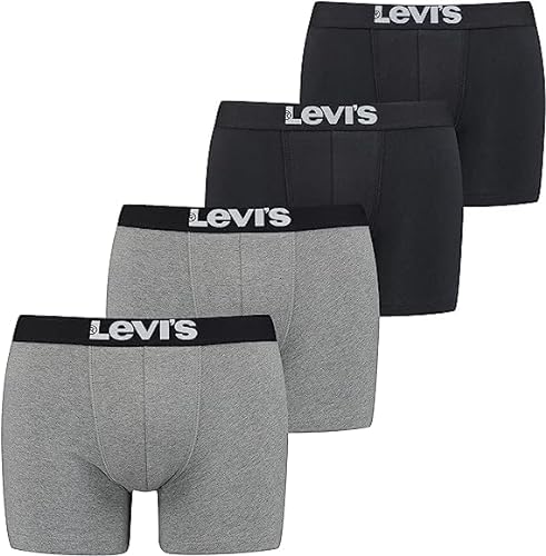 4 er Pack Levis Boxer Brief Boxershorts Men Herren Unterhose Pant Unterwäsche, Farbe:Black/Grey Melange, Bekleidungsgröße:XL von Levi's