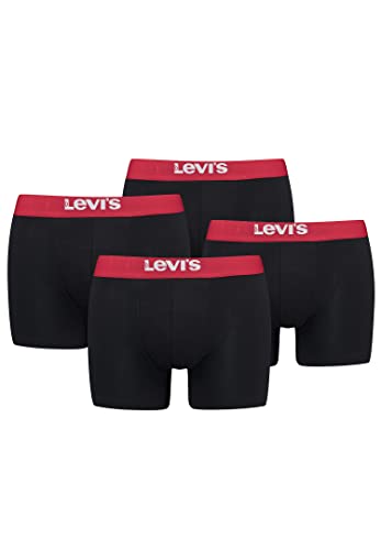 4er Pack Herren Levis Solid Basic Boxer Brief Boxershorts Unterwäsche Pants, Farbe:Black/Red, Bekleidungsgröße:L von Levi's