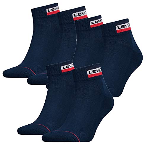 6 Paar Levis 144NDL Mid Cut SPRTWR L Unisex Socken Strümpfe 902011001, Farbe:198 - Dress Blues, Socken & Strümpfe:35-38 von Levi's