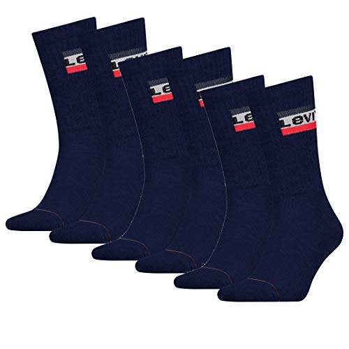 6 Paar Levis 144NDL Regular Cut SPR Unisex Socken Strümpfe 902012001, Farbe:198 - Dress Blues, Socken & Strümpfe:39-42 von Levi's