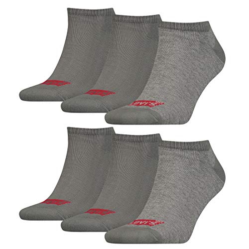 6 Paar Levis 168SF Low Cut Batwing Logo Unisex Socken Sneakersocken Strümpfe 903050001, Farbe:758 - middle grey mélange, Socken & Strümpfe:43-46 von Levi's