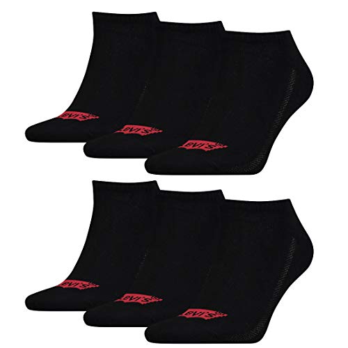 6 Paar Levis 168SF Low Cut Batwing Logo Unisex Socken Sneakersocken Strümpfe 903050001, Farbe:884 - jet black, Socken & Strümpfe:39-42 von Levi's