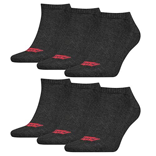 6 Paar Levis 168SF Low Cut Batwing Logo Unisex Socken Sneakersocken Strümpfe 903050001, Farbe:Anthracite Melange/Black, Socken & Strümpfe:43-46 von Levi's